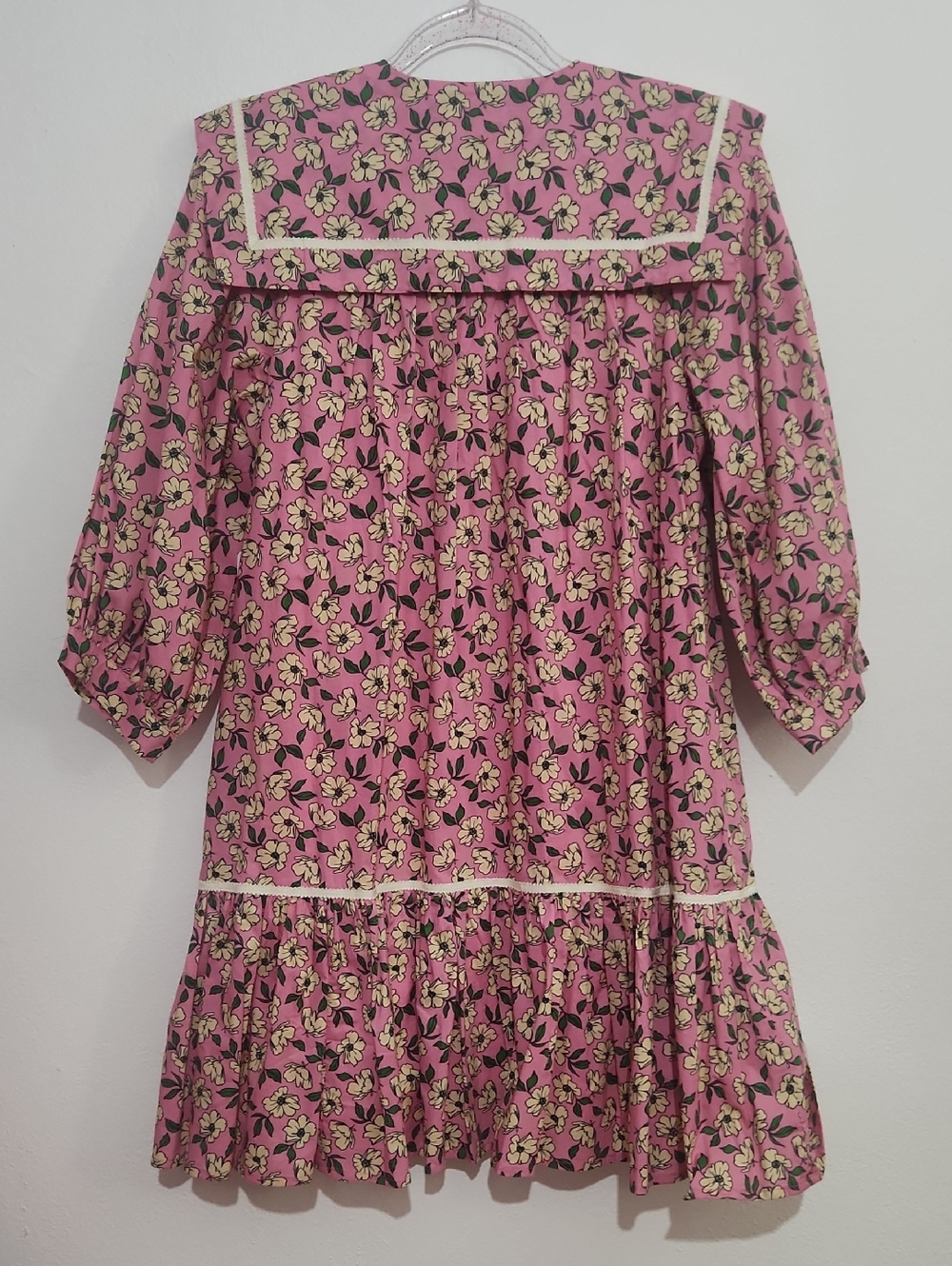 Entro Cottagecore Retro Prairie Coquette Coastal Floral Ruffle Hem Dress Size Sm - Picture 8 of 11